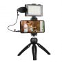 - Puller Live broadcast kit Puluz tripod mount + LED lamp + microphone + phone clamp