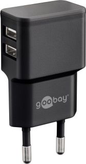 -&nbsp;Goobay Dual USB charger 44951 2.4 A, 2 USB 2.0 female  Type A , Black, 12 W