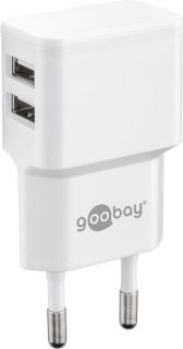 -&nbsp;Goobay Dual USB charger 44952 2.4 A, 2 USB 2.0 female  Type A , White, 12 W