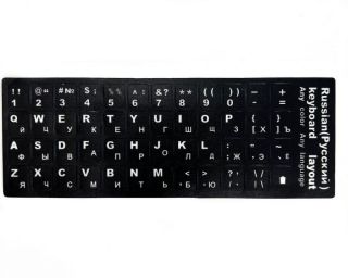 -&nbsp;iLike Keyboard Stickers ENG white  /  RUS white Qwerty Black